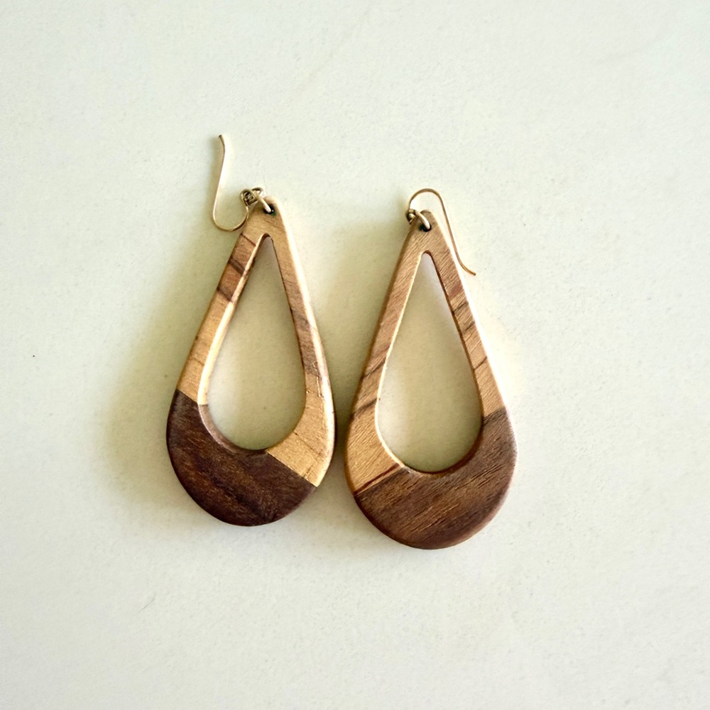 Wooden Teardrop Earrings